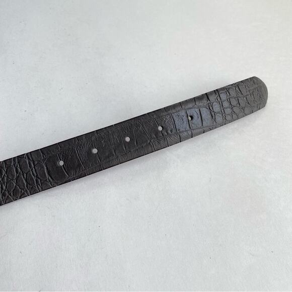Gray Leather Mens Dress Belt Moc Croc Reptile Print Crocodile Embossed Size 52 - Picture 5 of 8
